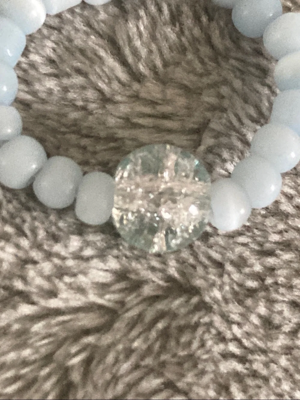 Ice blue beaded ring